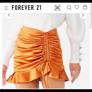 Satin ruched mini skirt
